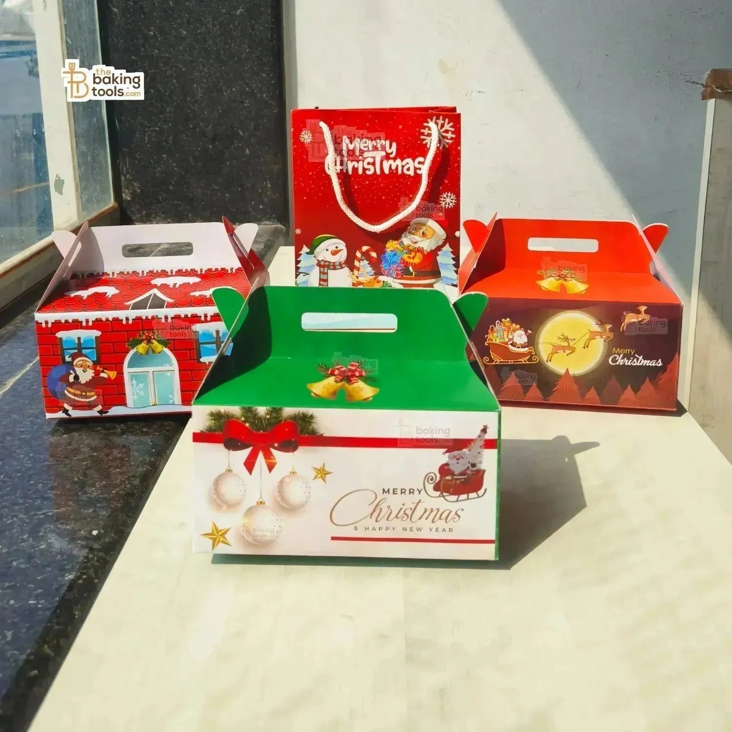 Green Merry Christmas Chocolate Box Xmas Chocolate Gift Hamper Box - Pack of 10 Pcs - thebakingtools.com