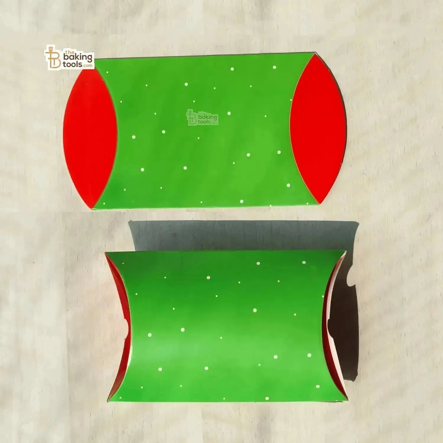 Green Merry Christmas Pillow Box With White Ribbon Chocolate Candy Cookie Box - Pack Of 10 Pcs - thebakingtools.com