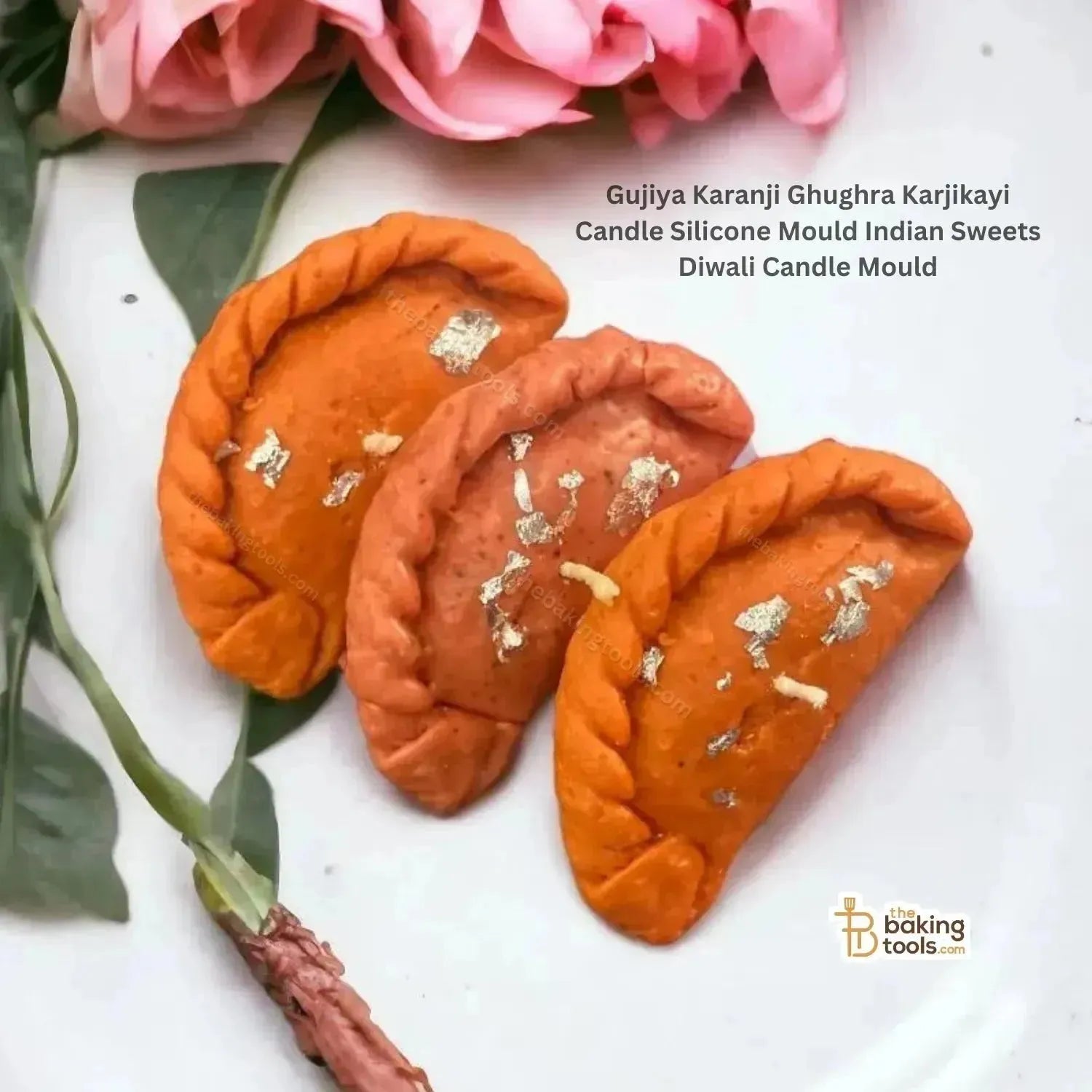 Gujiya Karanji Ghughra Karjikayi Candle Silicone Mould Indian Sweets Diwali Candle Mould HBY820 - thebakingtools.com
