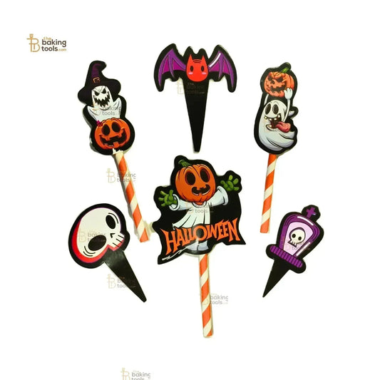 Halloween Theme Cake Topper (Set of 6 Pcs) Halloween Cake Decoration - thebakingtools.com