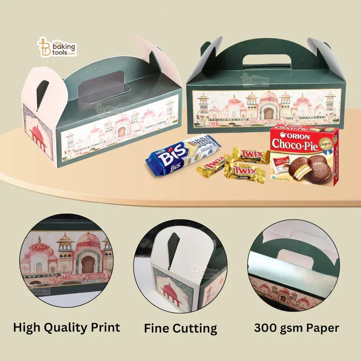 Royal Design (Green) Hamper Box – Festive Gift Packaging (Pack of 10) #1665 A