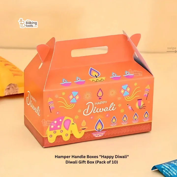 Hamper Handle Boxes "Happy Diwali" – Diwali Gift Box (Pack of 10) #1618