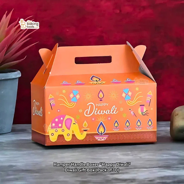 Hamper Handle Boxes "Happy Diwali" – Diwali Gift Box (Pack of 10) #1618