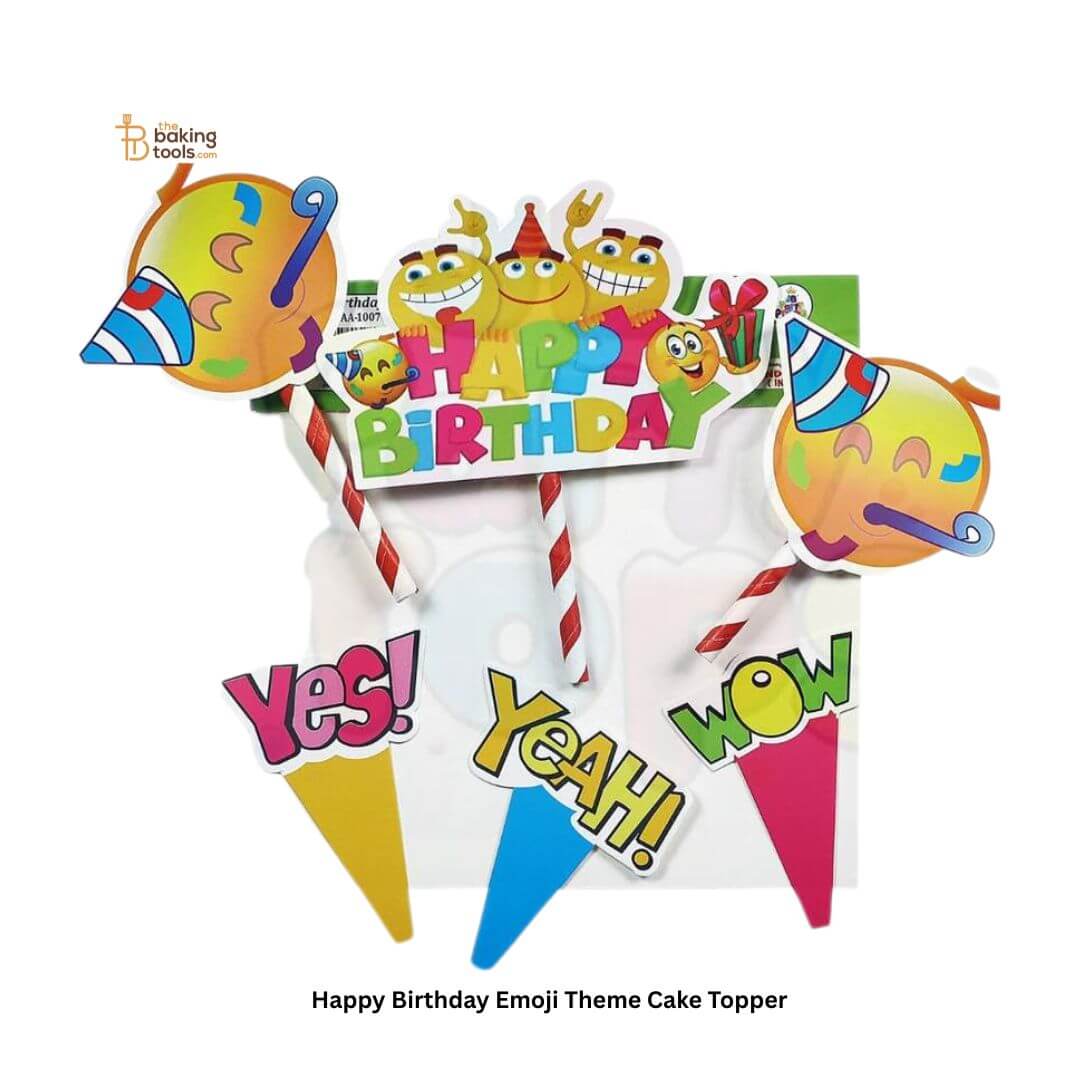 Happy Birthday Emoji Theme Cake Topper