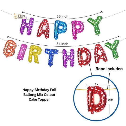 Happy Birthday Foil Ballong Mix Colour Cake Topper _ The Baking Tools