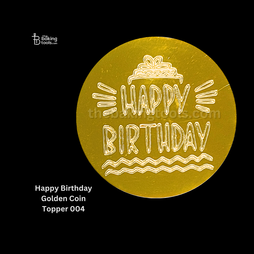 Happy Birthday Golden Coin Topper 004 _ The Baking Tools