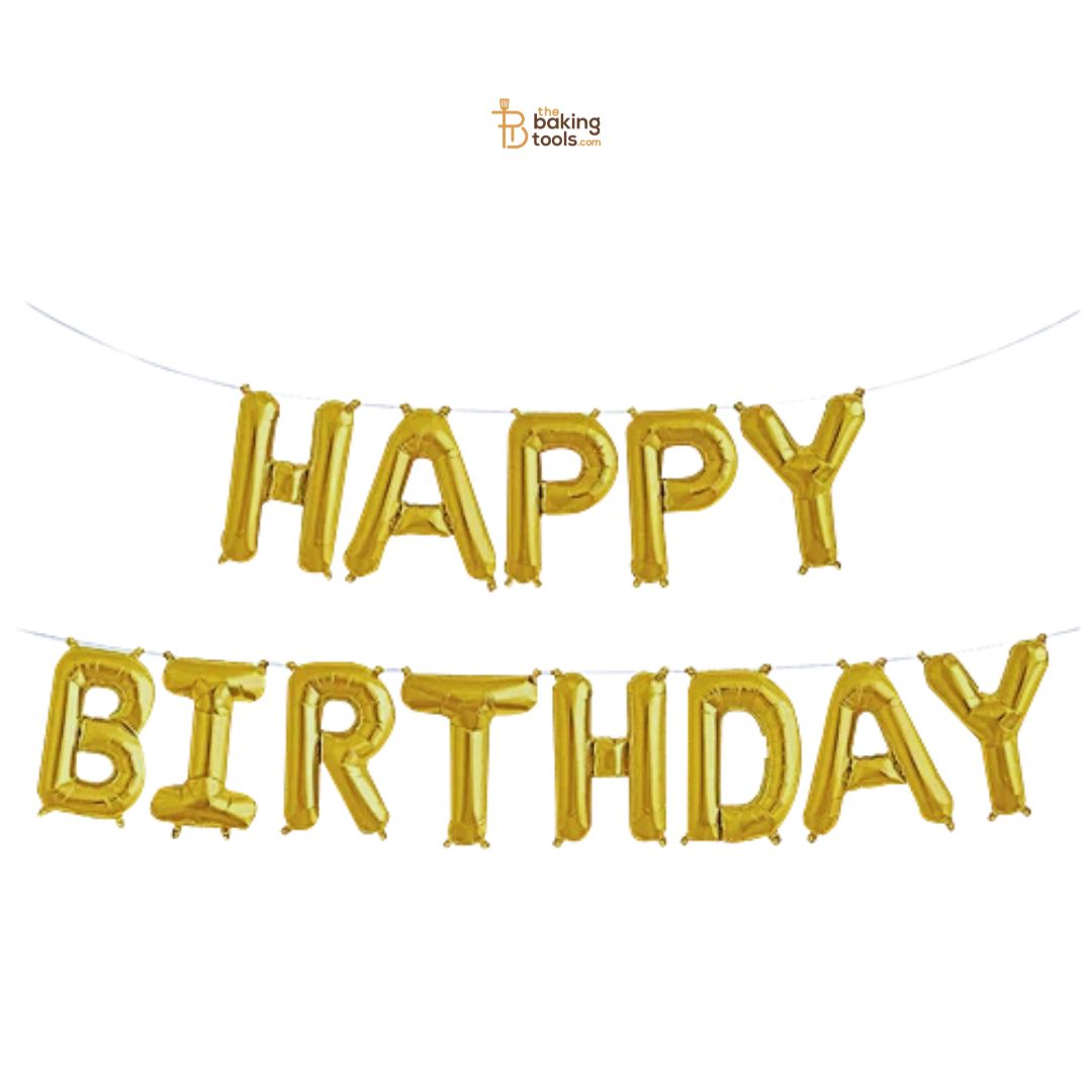 Happy Birthday Golden Foil Balloon - 16 inch Letters