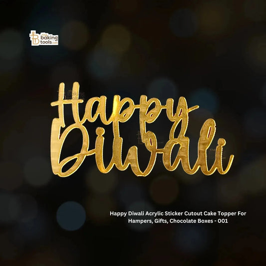 Happy Diwali Charms Acrylic Sticker Cutout Cake Topper For Hampers, Gifts, Chocolate Boxes - 001 - thebakingtools.com