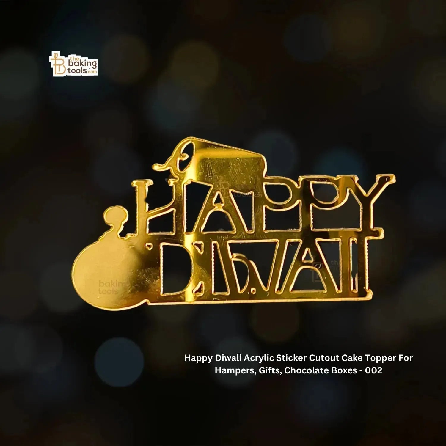 Happy Diwali Charms Acrylic Sticker Cutout Cake Topper For Hampers, Gifts, Chocolate Boxes - 002 - thebakingtools.com