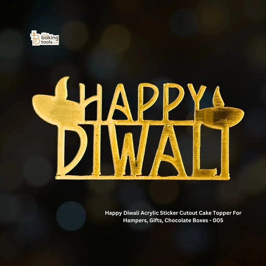 Happy Diwali Charms Acrylic Sticker Cutout Cake Topper For Hampers, Gifts, Chocolate Boxes - 005 - thebakingtools.com