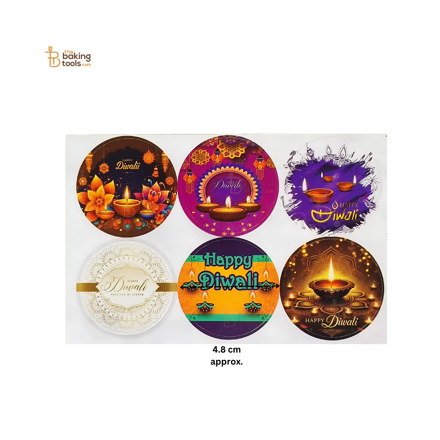 Happy Diwali Sticker Pack of 6 Pcs - 003 _ the baking tools