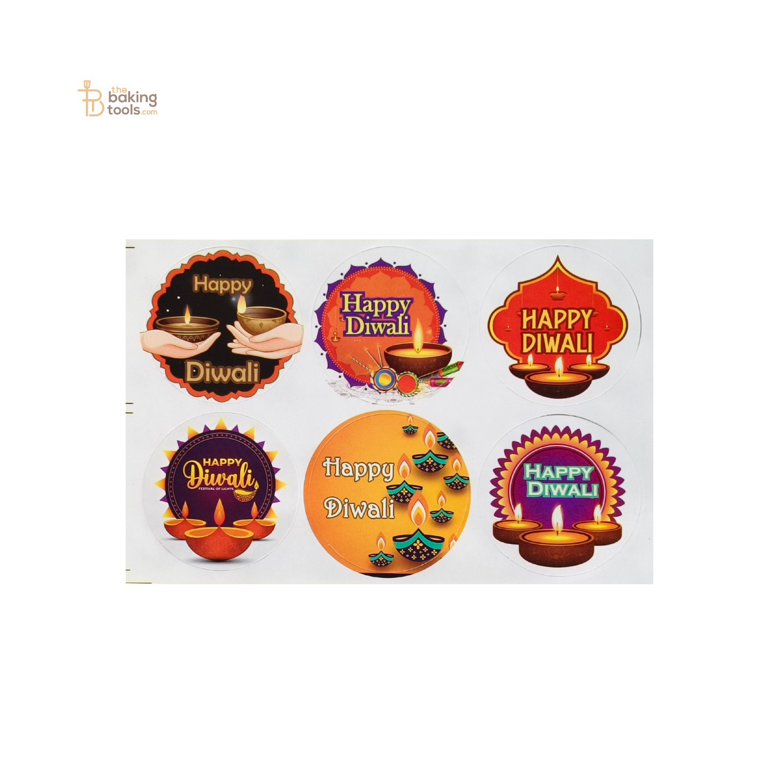 Happy Diwali Sticker Pack of 6 Pcs - 004 _ the baking tools