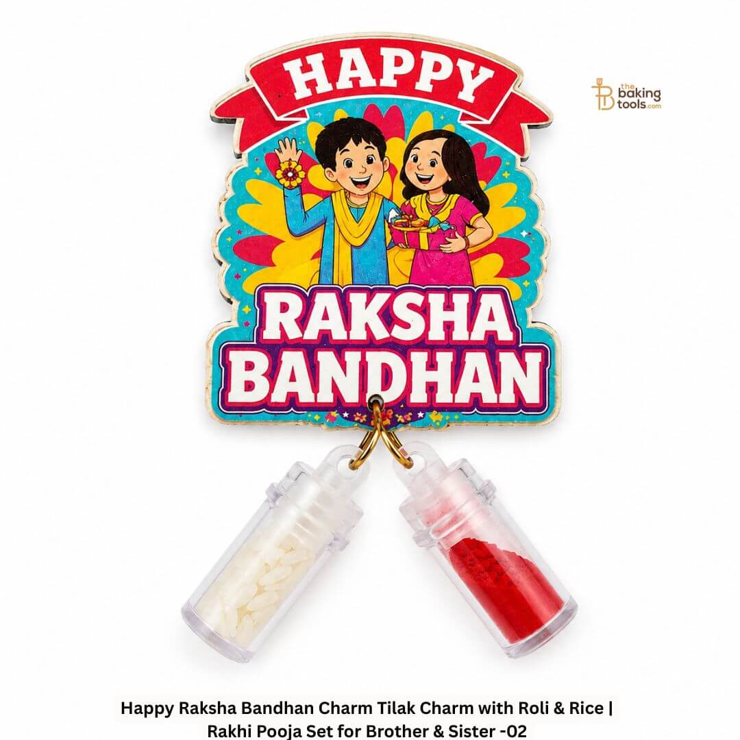 Happy Raksha Bandhan Charm Tilak Charm with Roli & Rice | Rakhi Pooja Set for Brother & Sister -02