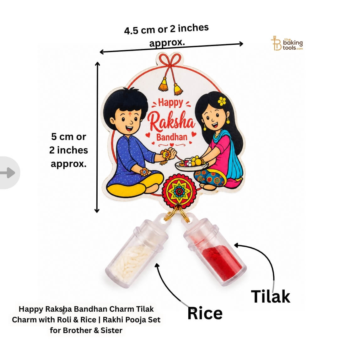 Happy Raksha Bandhan Charm Tilak Charm with Roli & Rice | Rakhi Pooja Set for Brother & Sister _The Baking Tools