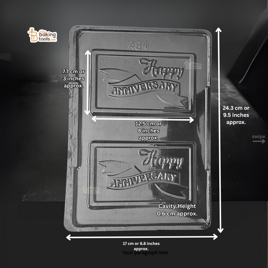  'Happy Anniversary' text mould and measurements 
