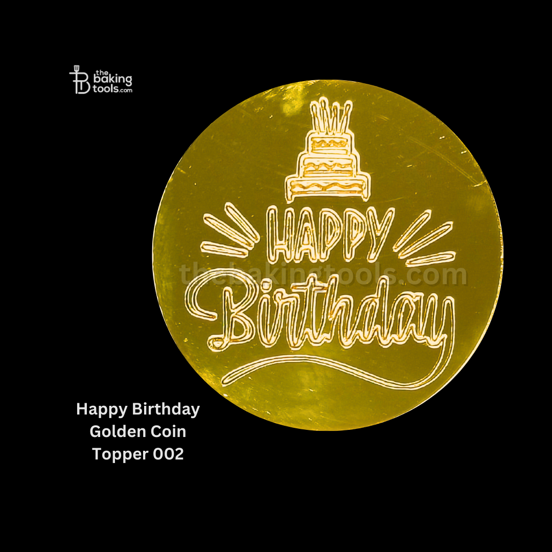 Happy Birthday Golden Coin Topper 002 _ the baking tools