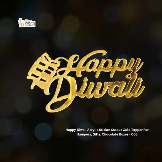 Happy Diwali Charms Acrylic Sticker Cutout Cake Topper For Hampers, Gifts, Chocolate Boxes - 003 - thebakingtools.com