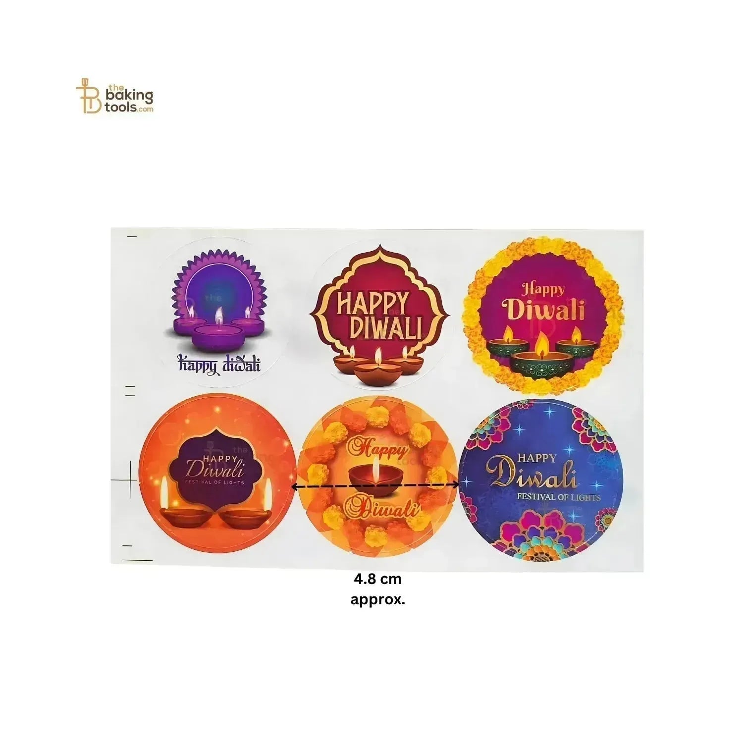 Happy Diwali Sticker Pack of 6 Pcs - 002 - thebakingtools.com
