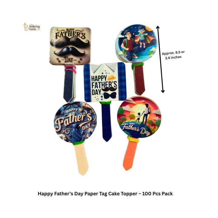 Happy Father’s Day Paper Tag Cake Topper – 100 Pcs Pack (Dad-Themed Designs)