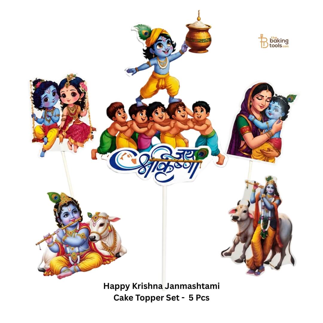 Happy Krishna Janmashtami Cake Topper Set -  5 Pcs