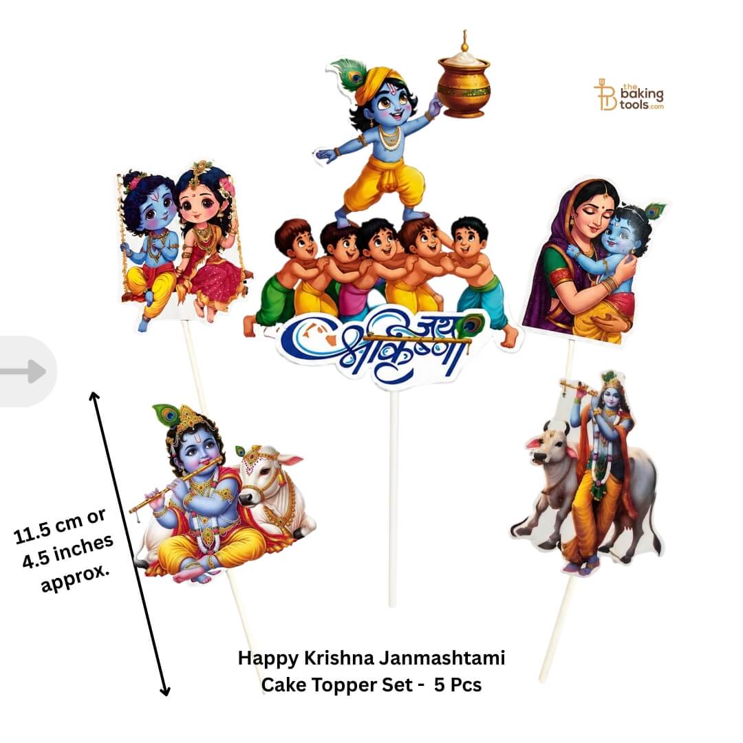 Happy Krishna Janmashtami Cake Topper Set -  5 Pcs