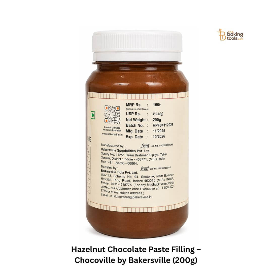 Jar of Hazelnut Chocolate Paste Filling by Bakersville with label