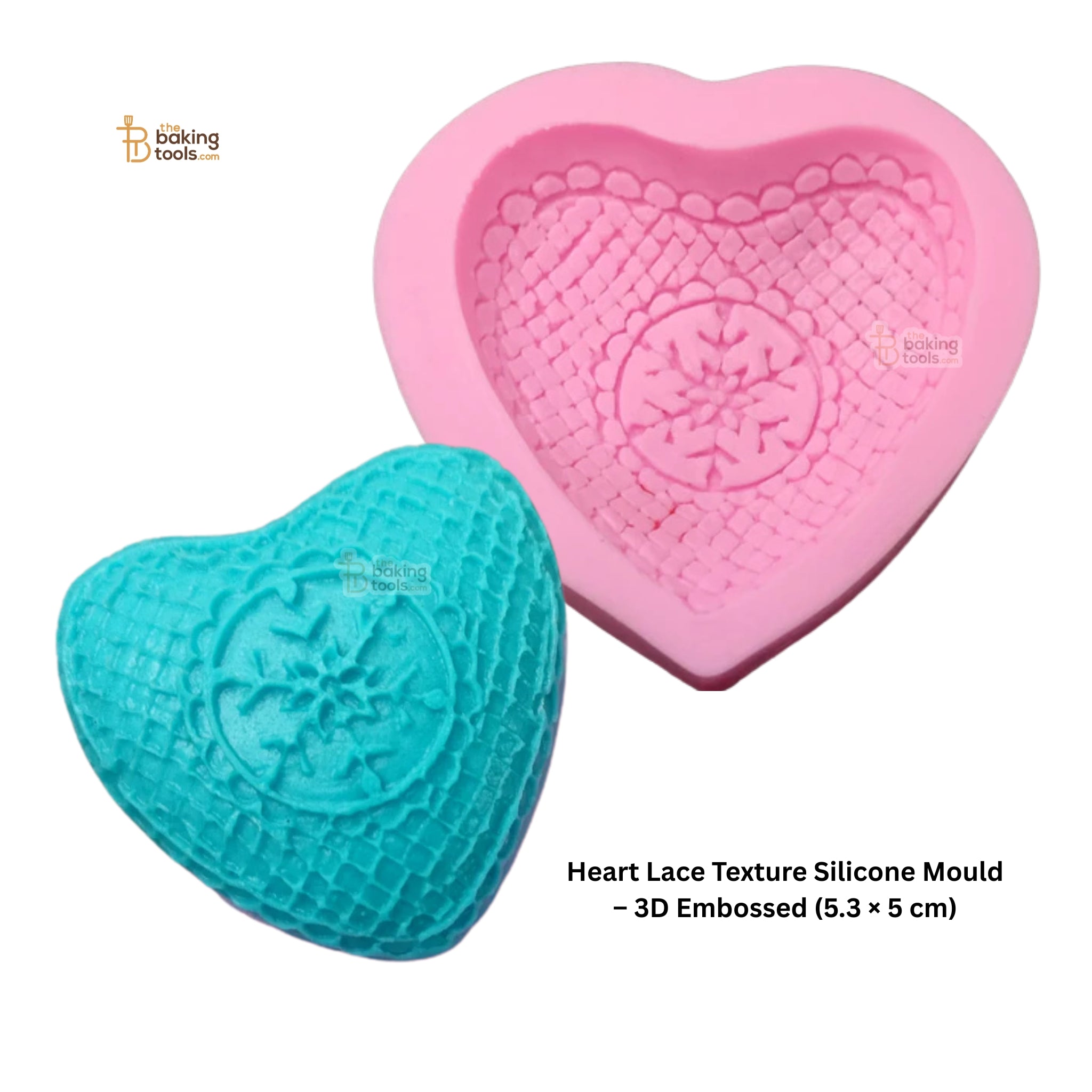 Snow Heart Lace Texture Silicone Mould – 3D Embossed (5.3 × 5 cm)