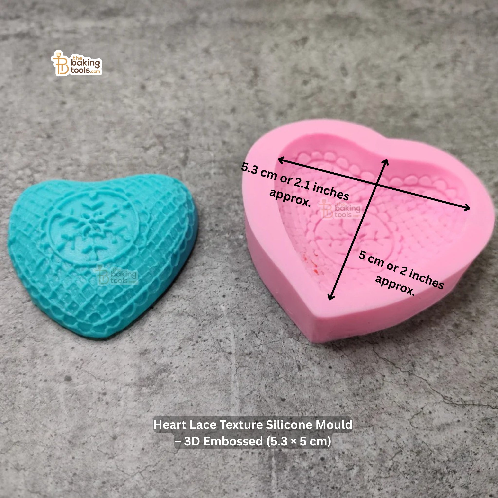 Snow Heart Lace Texture Silicone Mould – 3D Embossed (5.3 × 5 cm)