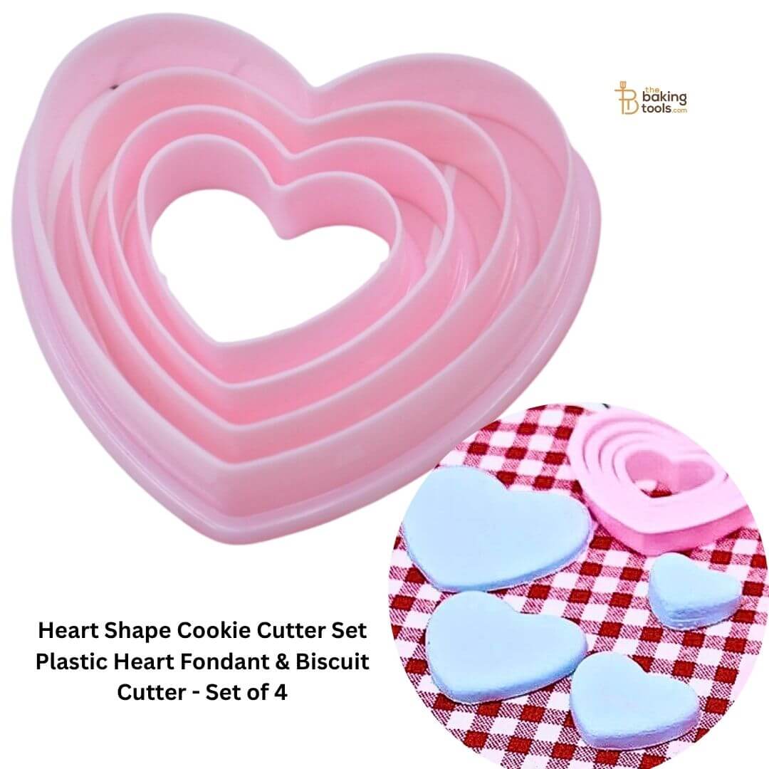 Heart Shape Cookie Cutter Set | Plastic Heart Fondant & Biscuit Cutter | Set of 4