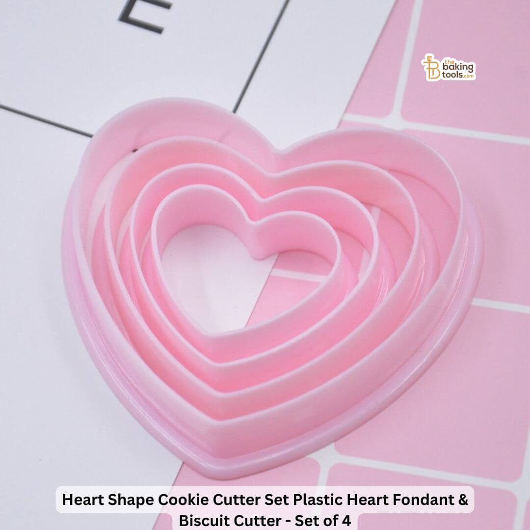 Heart Shape Cookie Cutter Set | Plastic Heart Fondant & Biscuit Cutter | Set of 4