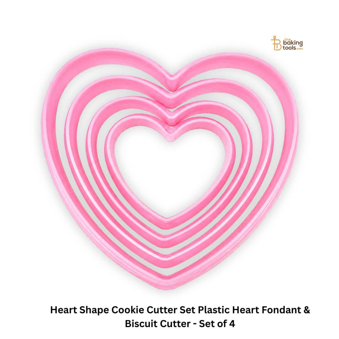 Heart Shape Cookie Cutter Set | Plastic Heart Fondant & Biscuit Cutter | Set of 4 _ The baking tools