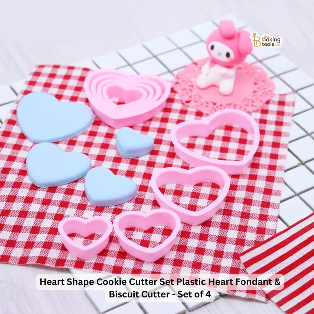 Heart Shape Cookie Cutter Set | Plastic Heart Fondant & Biscuit Cutter | Set of 4