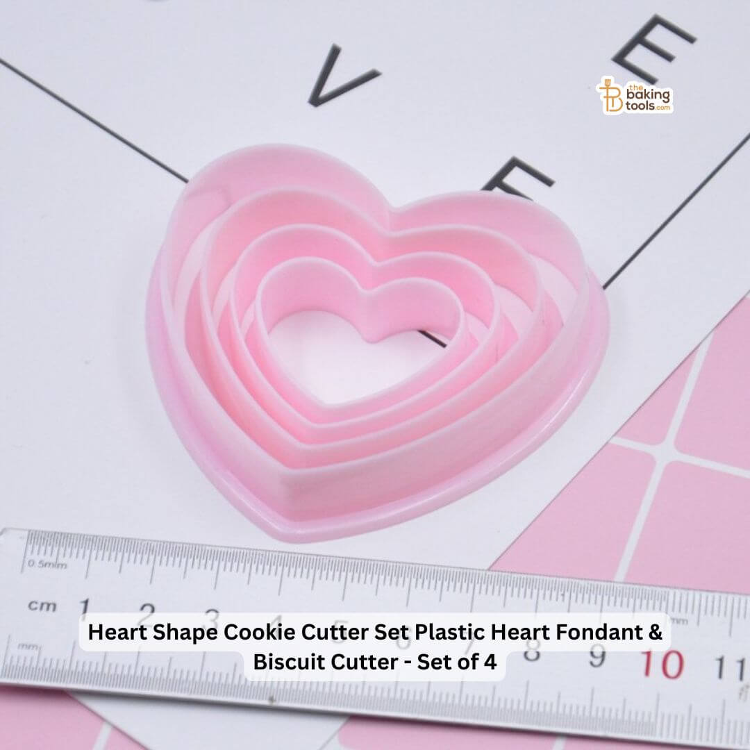 Heart Shape Cookie Cutter Set | Plastic Heart Fondant & Biscuit Cutter | Set of 4