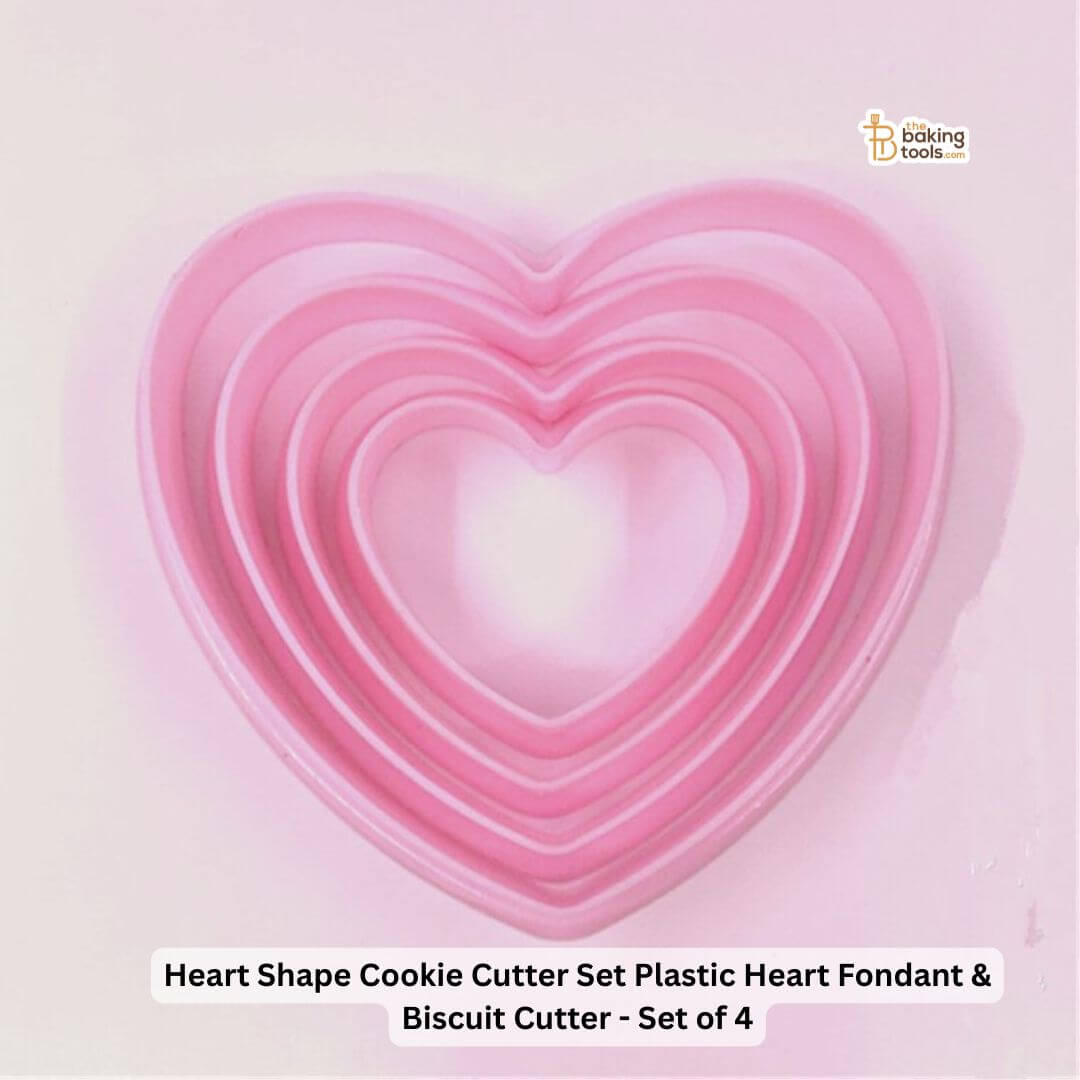 Heart Shape Cookie Cutter Set | Plastic Heart Fondant & Biscuit Cutter | Set of 4