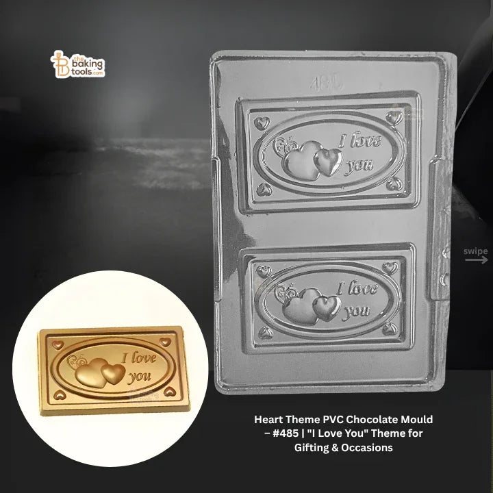 Heart theme PVC chocolate mould with 'I love you' Text on it
