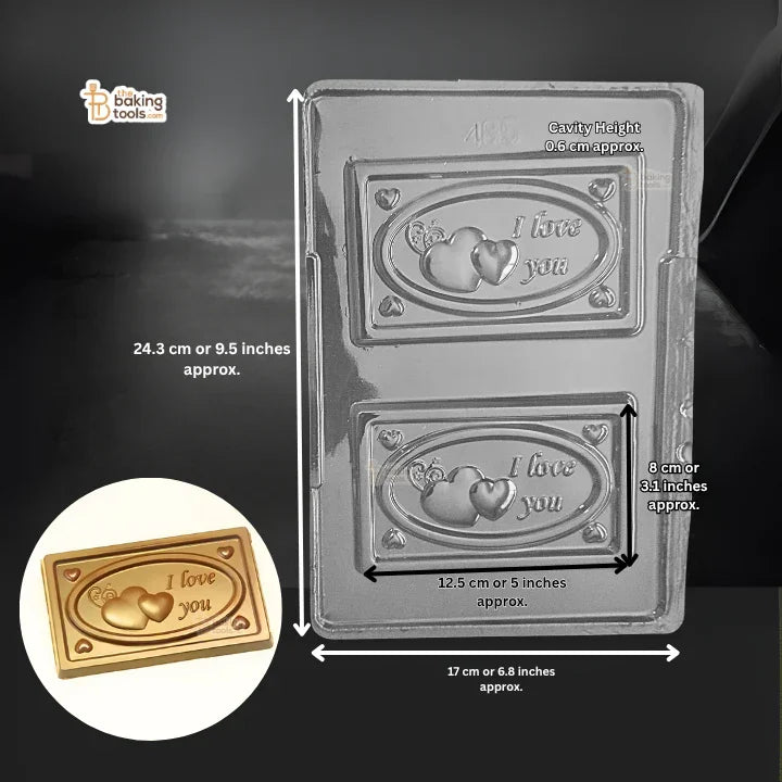 Heart theme PVC chocolate mould with measurements