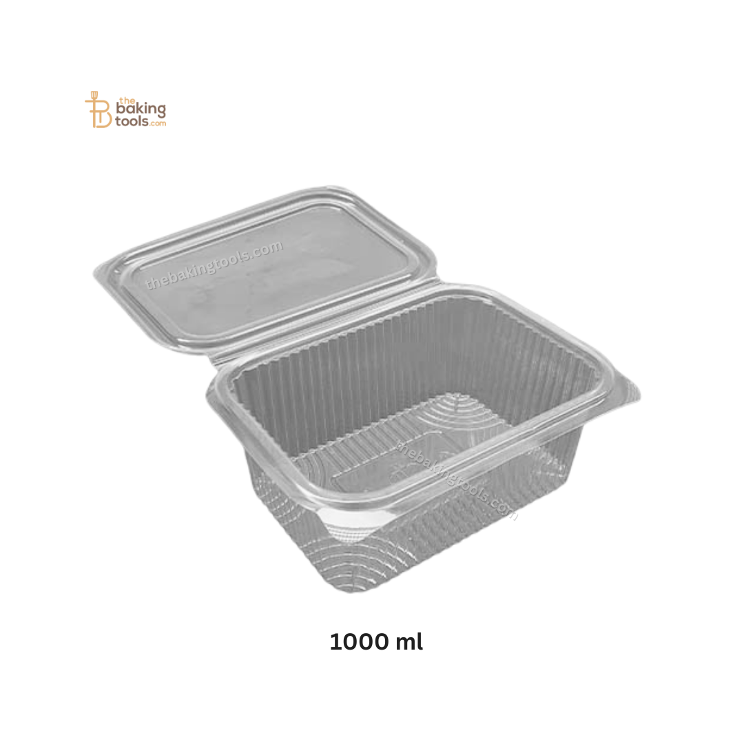 Hinged Pet Container Flat Lid 1000 ml _ Pack of 50 _ the baking tools