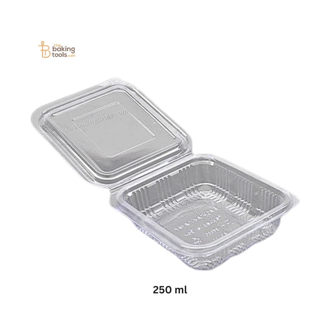 Hinged Pet Container Flat Lid 250 ml Pack of 50 _ the baking tools