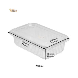 750 ml Hinged PET Food Container Flat Lid – 50 pcs