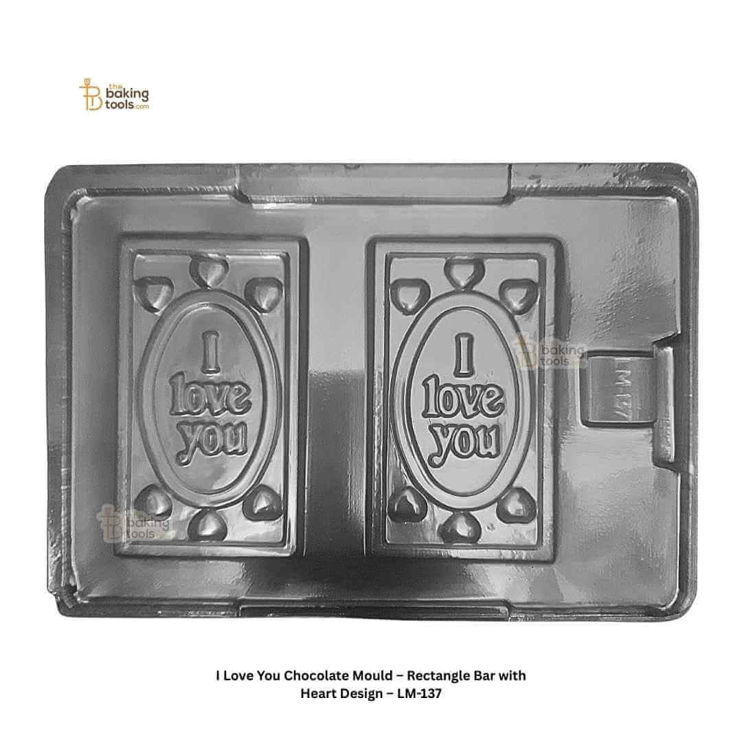 I Love You Chocolate Mould – Rectangle Bar with Heart Design – LM-137