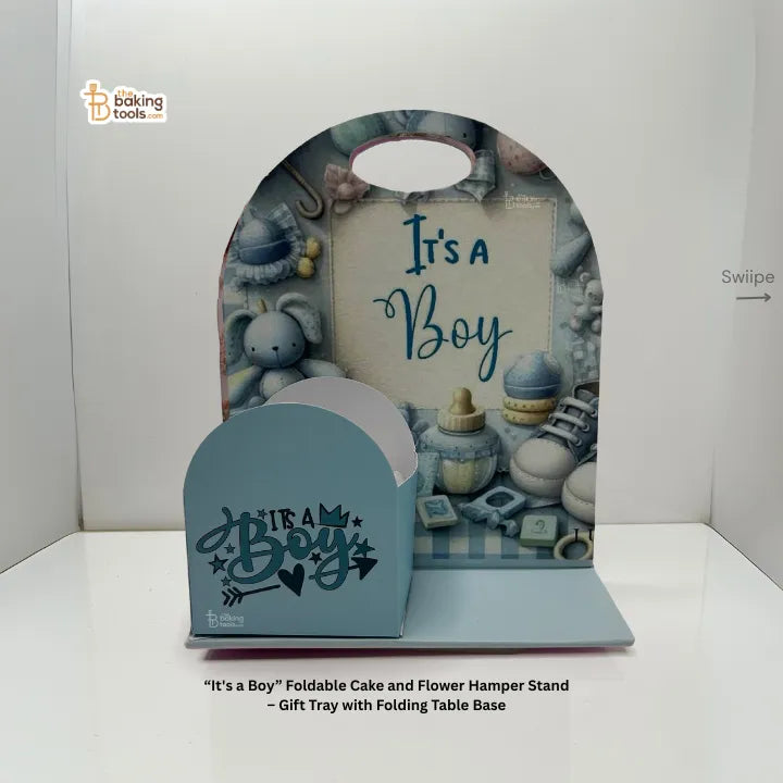 It_saBoy_BabyShowerFoldableCakeandFlowerHamperStand_GiftTraywithFoldingTableBase
