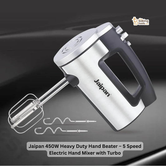 Jaipan 450W Heavy Duty Hand Beater – 5 Speed Electric Hand Mixer with Turbo _  The Baking Tools