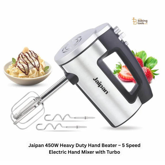 Jaipan 450W Heavy Duty Hand Beater – 5 Speed Electric Hand Mixer with Turbo _ The Baking Tools