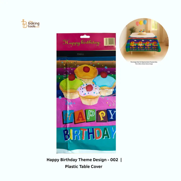 Happy Birthday Theme Design - 002 | Plastic Table Cover – 72 x 43 Inches | Birthday & Party Decor