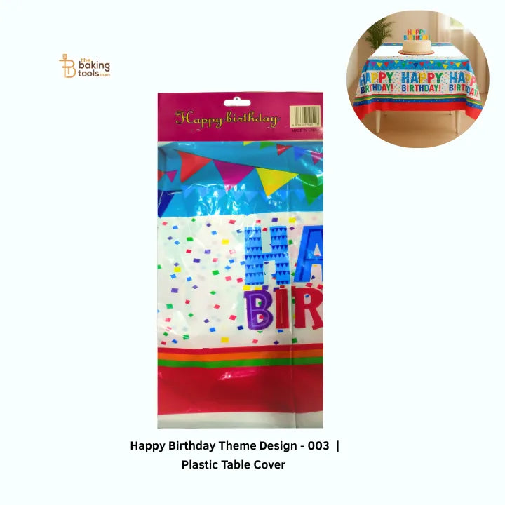 Happy Birthday  Theme Design - 003 | Plastic Table Cover – 72 x 43 Inches | Birthday & Party Decor