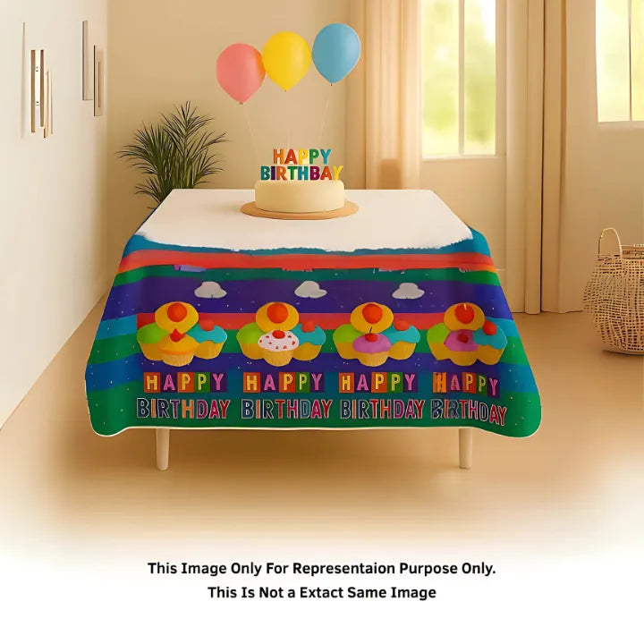 Happy Birthday Theme Design - 002 | Plastic Table Cover – 72 x 43 Inches | Birthday & Party Decor