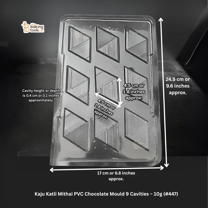 Kaju Katli Mithai PVC Chocolate Mould 9 Cavities – 10g (#447)