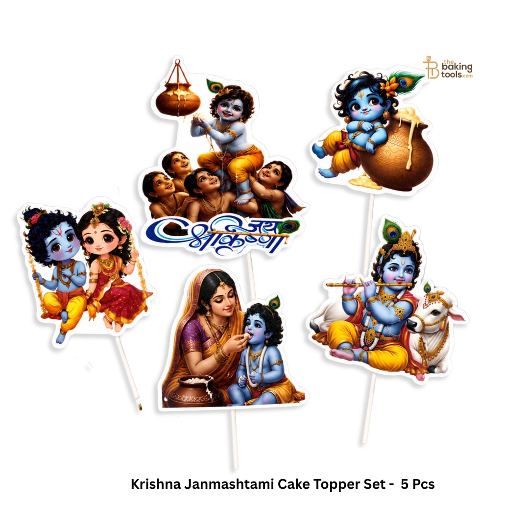 Krishna Janmashtami Cake Topper Set -  5 Pcs