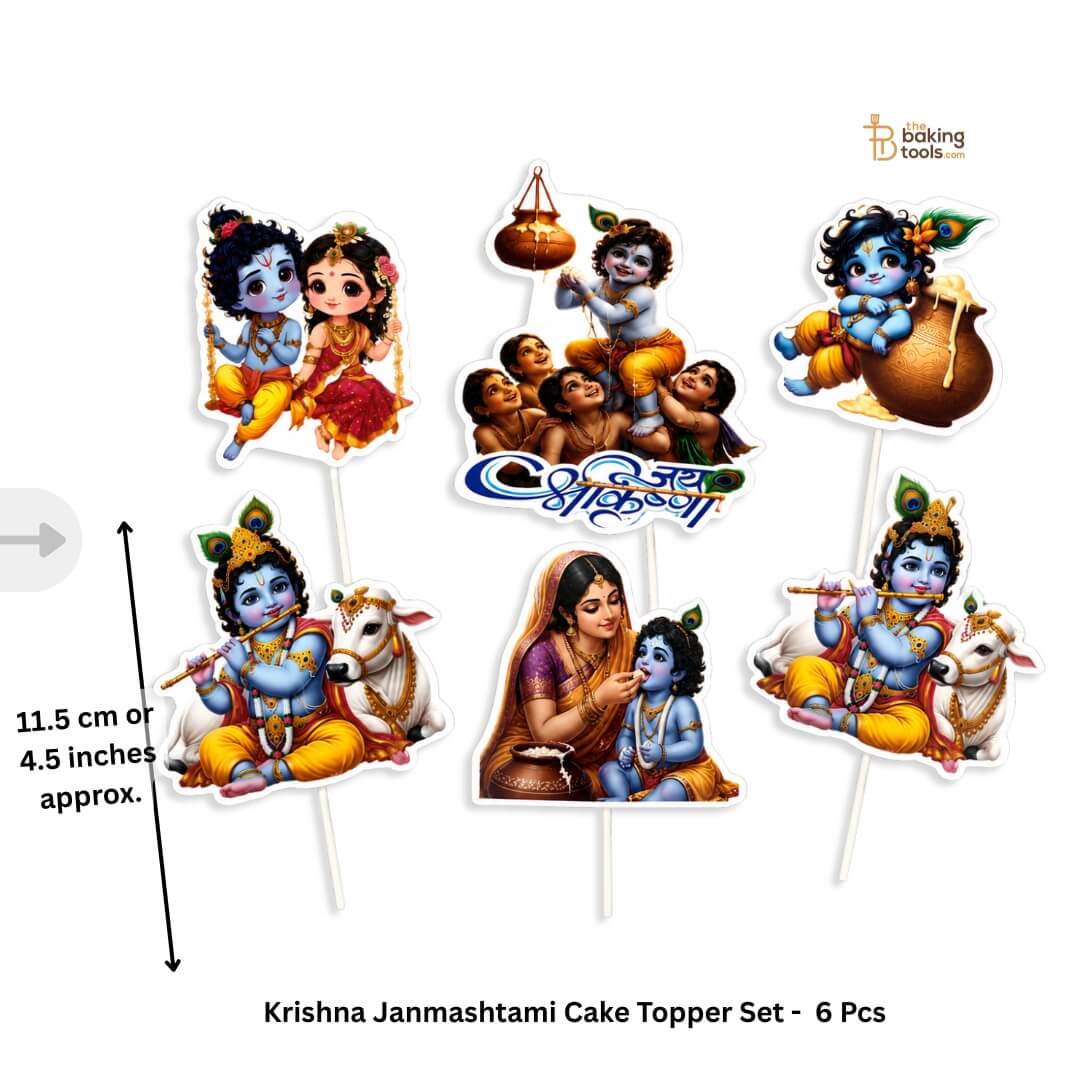 Krishna Janmashtami Cake Topper Set -  6 Pcs