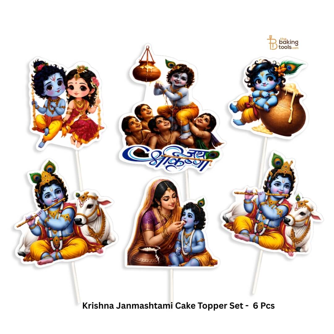 Krishna Janmashtami Cake Topper Set -  6 Pcs
